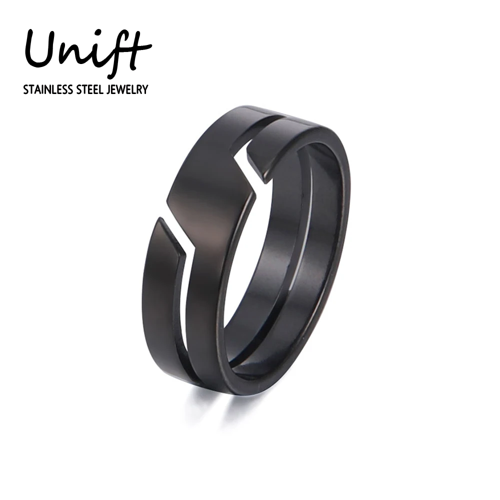 Unift Simple Fashion Finger Ring for Women Stainless Steel Couple Rings Men Black Color Classic Party Wedding Band Jewelry Gift