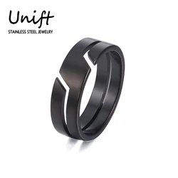 Unift Simple Fashion Finger Ring for Women Stainless Steel Couple Rings Men Black Color Classic Party Wedding Band Jewelry Gift