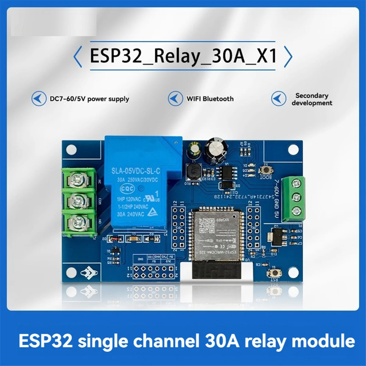 DQ2G DC7-60/5V Alimentatore WIFI Bluetooth 1 canale 30A Modulo relè Scheda di sviluppo ESP32 Sviluppo secondario