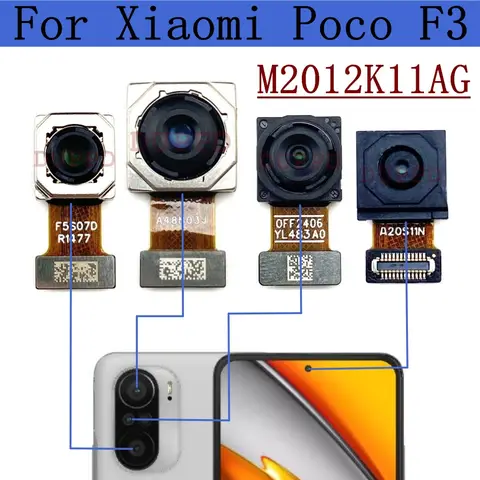 Xiaomi Poco F3 M2012K11AG 용 전면 후면 카메라 전면 셀카 후면 메인 직면 광각 매크로 카메라 플렉스 케이블