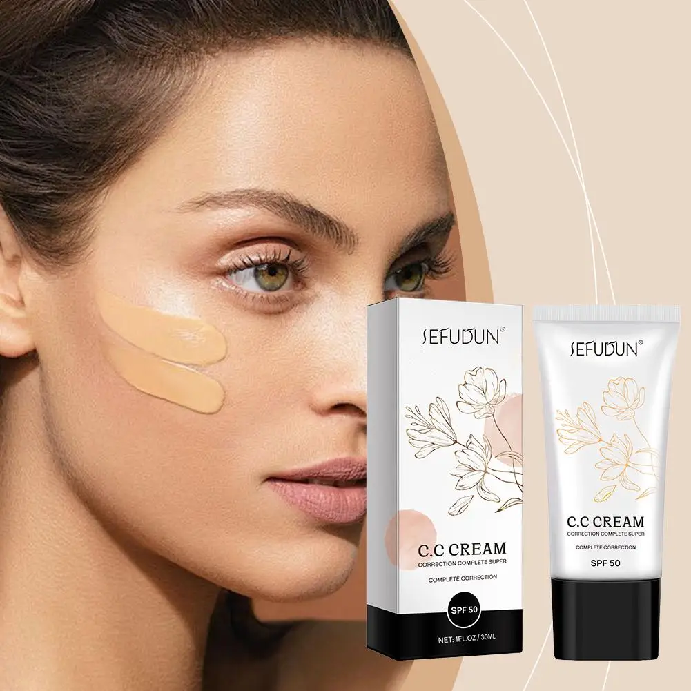 CC Cream SPF 50,30ml Hydrating Color Correcting Face Cream,Lightweight Skin Brightening Isolation Makeup Base,Foundation Primer
