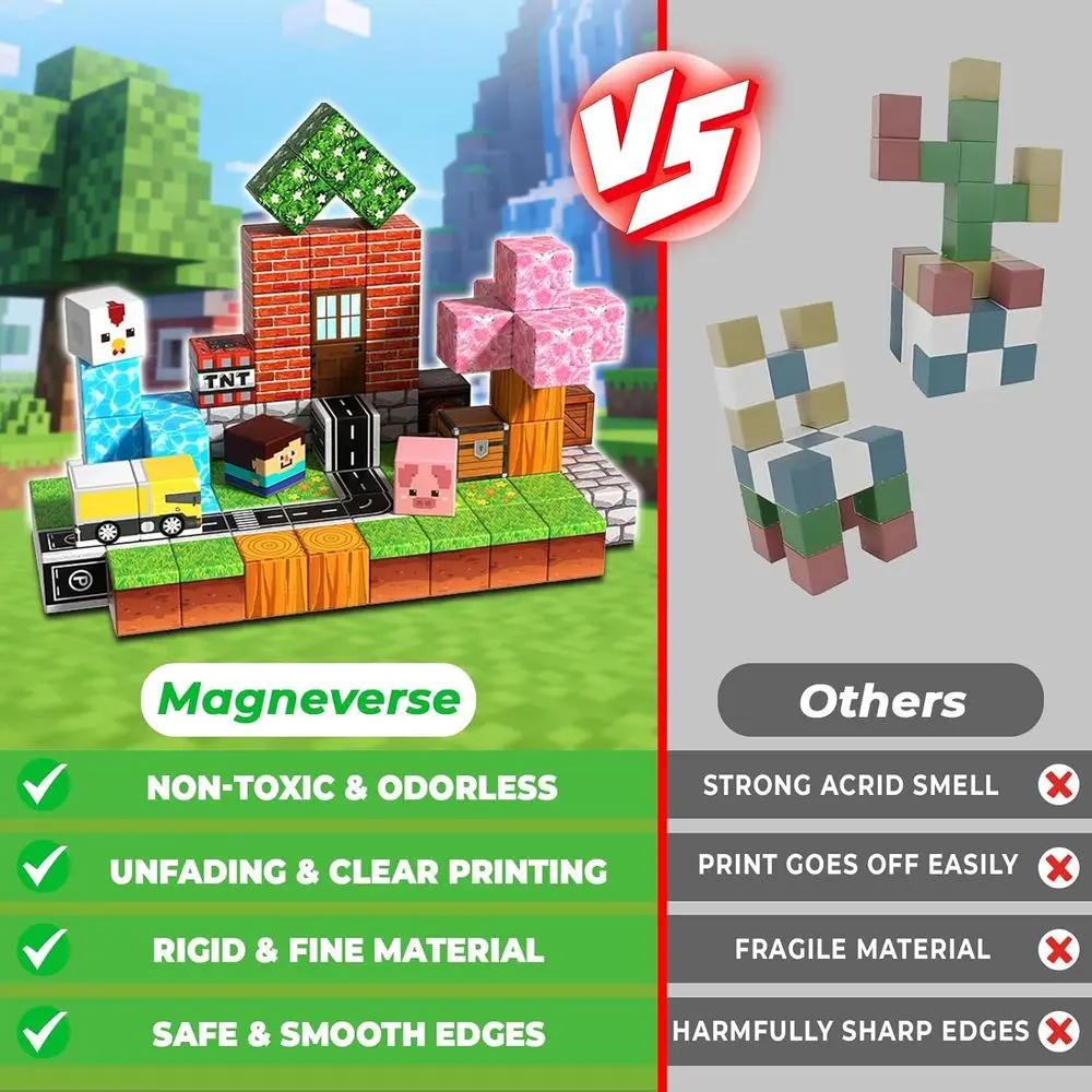 80 Uds 0,8 bloques de construcción magnéticos-juguetes educativos STEM, tema del bosque, ideales para niños mayores de 3 años