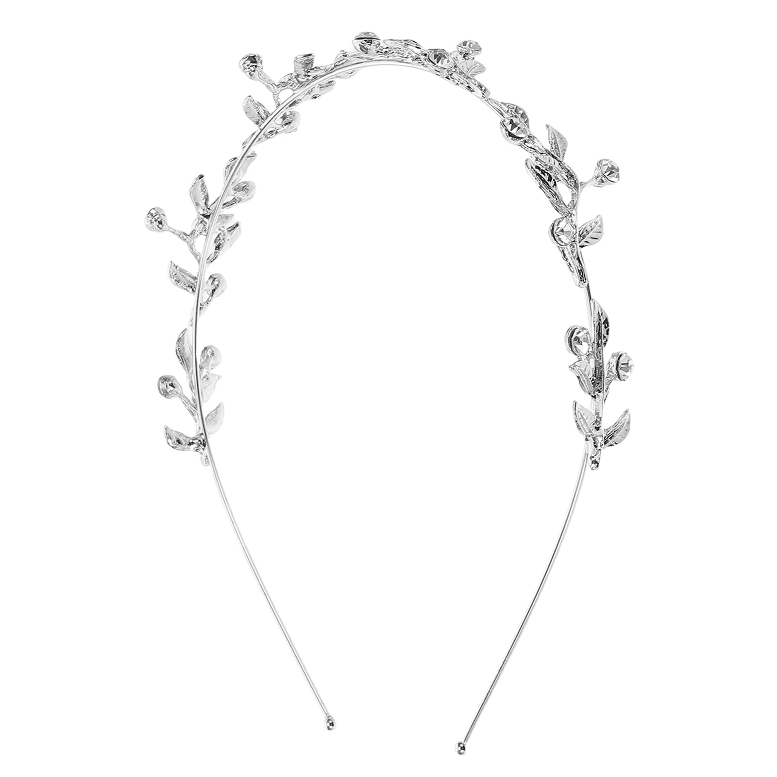 

Retro Diamond-set Headband Bridal Hair Accessories Alloy Rhinestone Greek Wedding Tiara Vintage Metal Leaf Design Comfortable