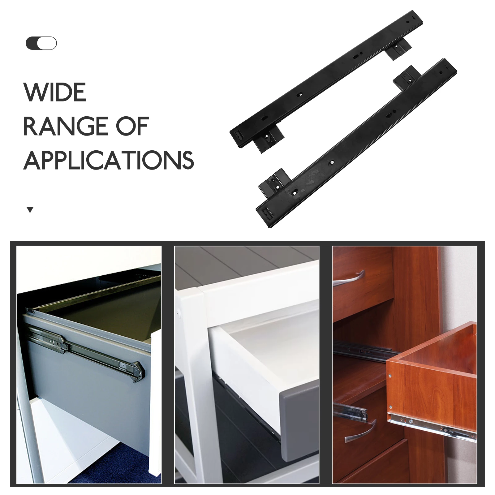 

1 Set Keyboard Slides Heavy Duty Steel Full Extension Side Mount For Desk Drawer Cabinet Office Home Use Keyboard Tray Slides