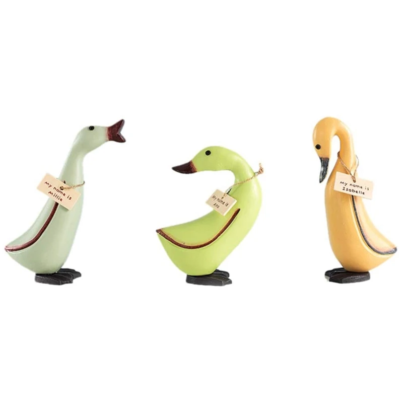 

Wooden Duck Wood Animal Figurine Desktop Cartoon Decor Decorative Ornaments Crafts Wedding Party Gifts Duck Models 3PCS
