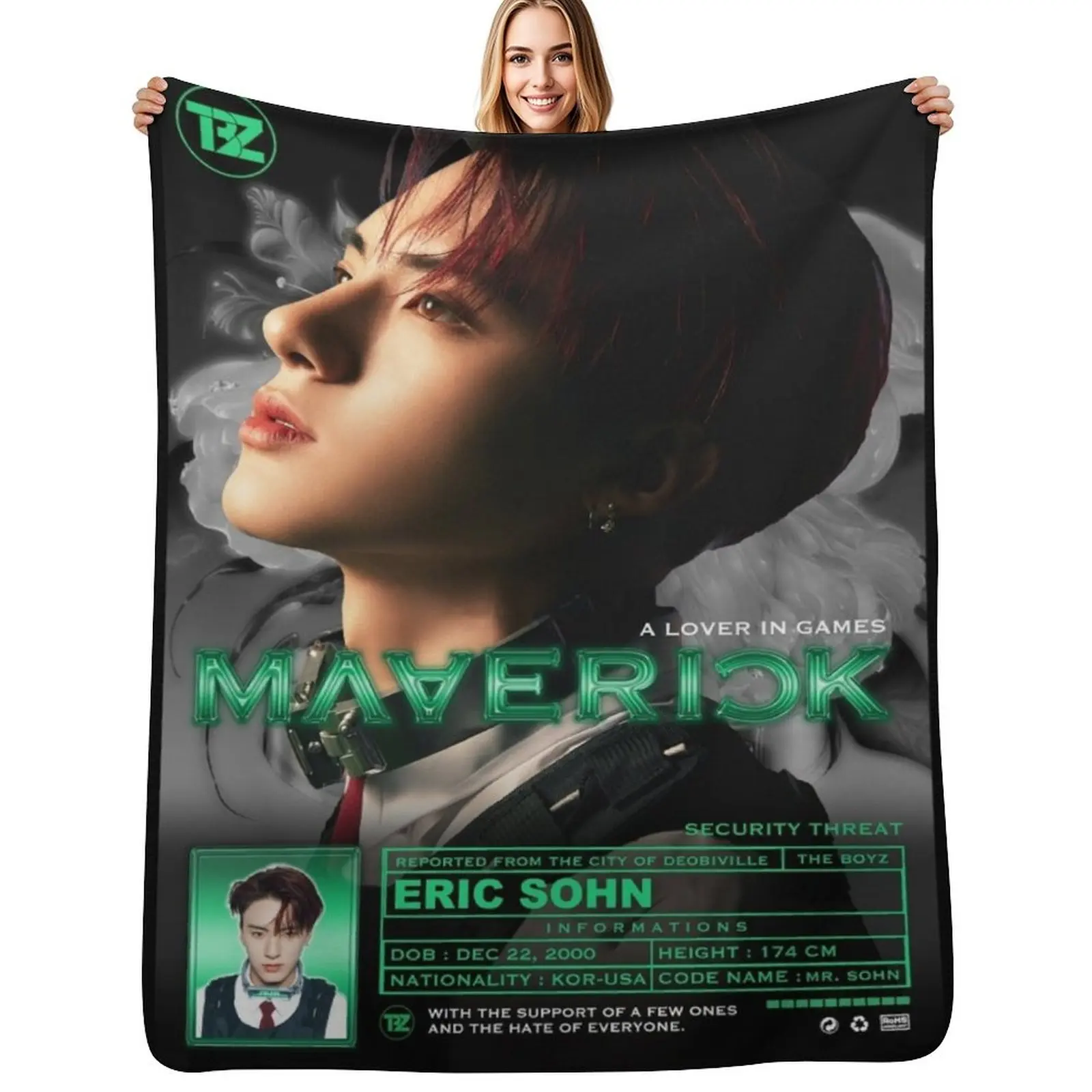 

Eric Sohn Maverick ! [The Boyz] Throw Blanket Designers Nap Soft Beds wednesday Blankets