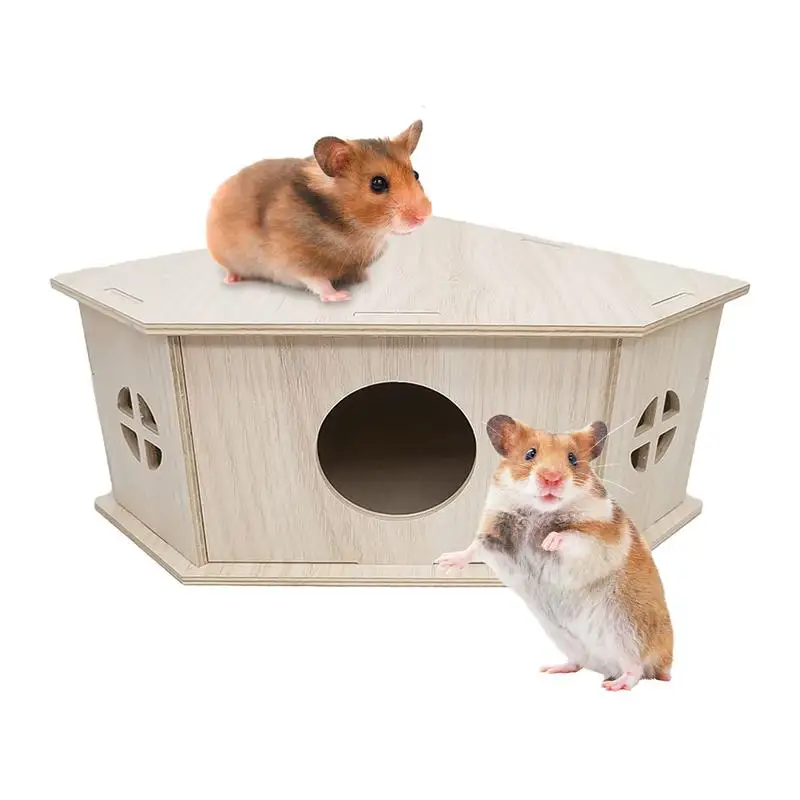 

Wooden Hamster House Deluxe Hamster House and Habitat Wooden Hide Hut Playground Small Animal Habitat Sturdy Natural Pet