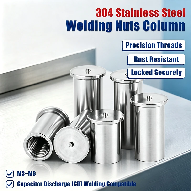 M3 M4 M5 M6 SUS304 CD Weld Standoff Blind Female Thread Spot Weld Nut Post Internal Threaded Column Chassis Welding Fastener