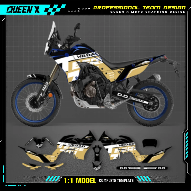 

Queen X MOTOR For YAMAHA TENERE T700 2023-2018 Full Fairing Motorcycle Graphics Decals Sticker Kit 007
