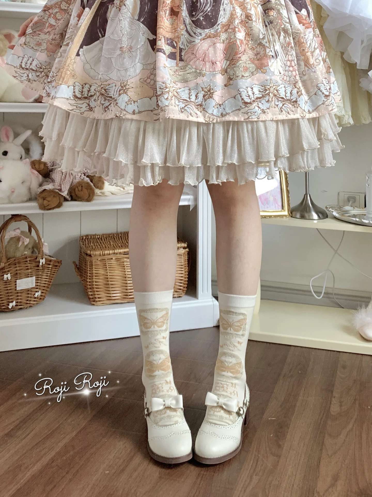 Japanese Cartoon Butterfly Gallery Lolita Lace Socks Women's Summer Breathable Pure Cotton Lolita Bow Slim Leg Socks Soft Sister