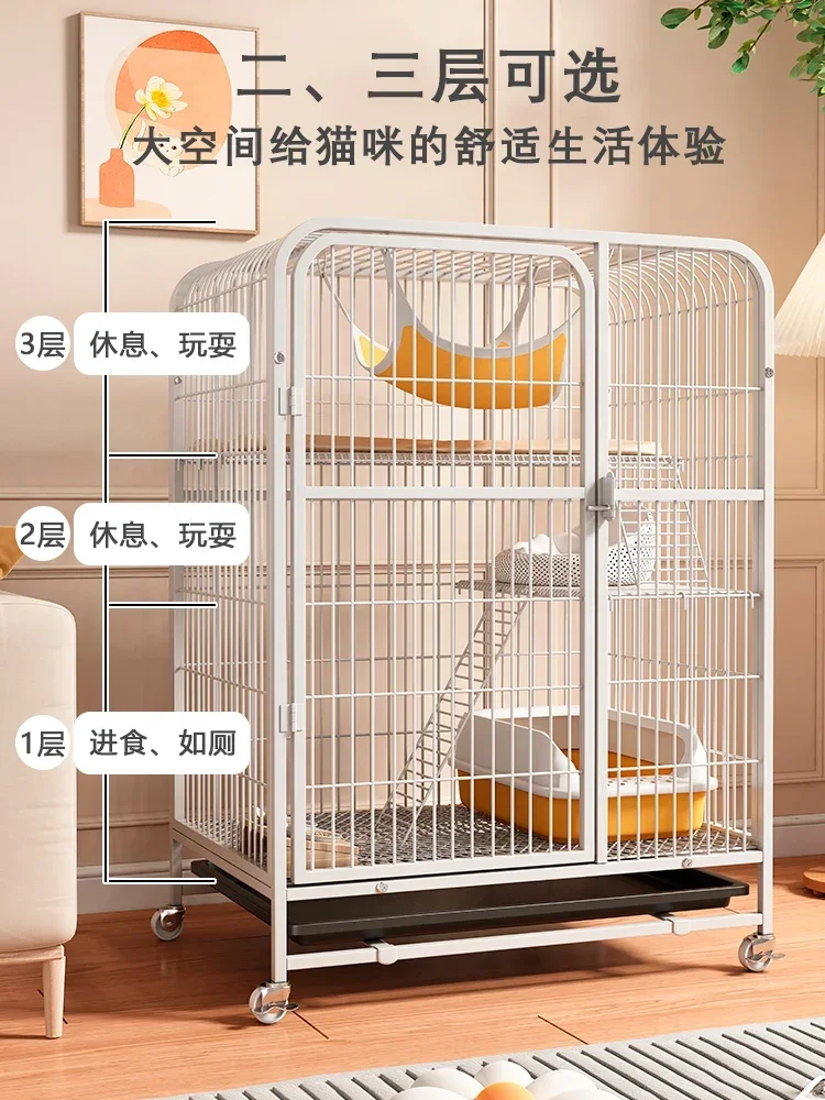 Cat Cage, Cat Villa, Home, Indoor, Integrated with Toilet, Large Free Space,Nest,  House