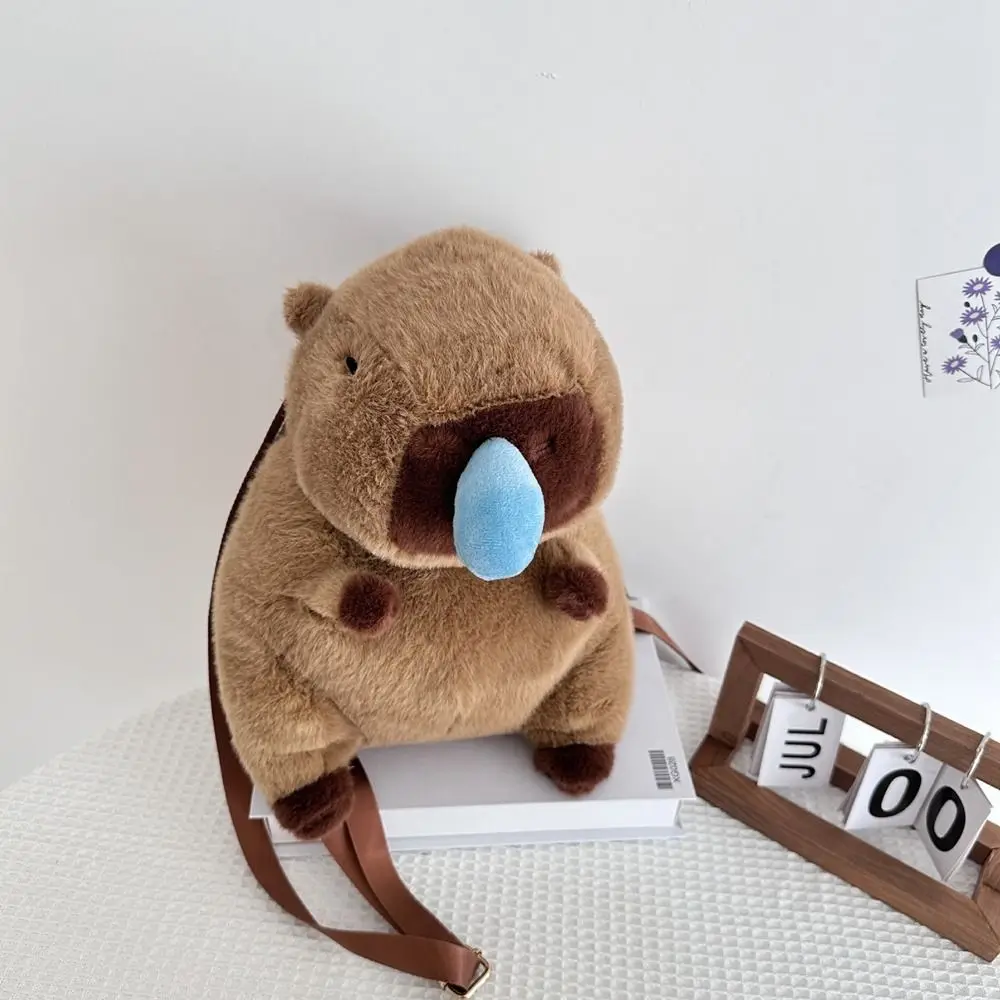 Sweet Cartoon Capybara Plush Backpack Capybara Plush Doll Bag Cartoon Backpack School Bag Shoulder Bag Students School Bag Girls