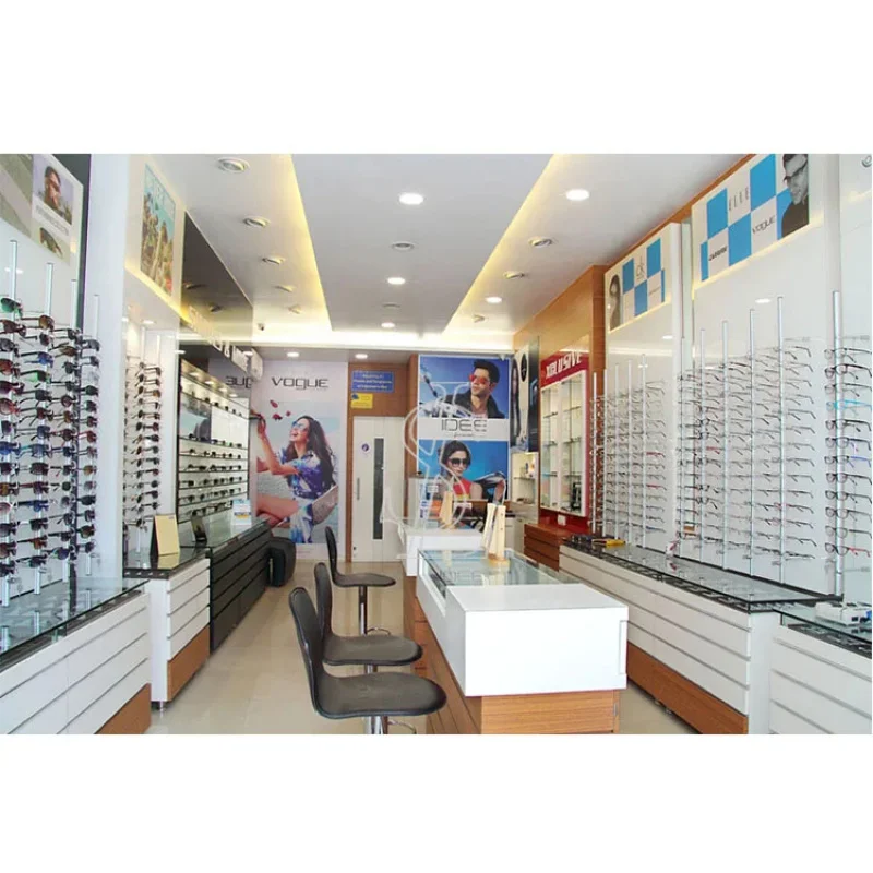 custom.ShuLing Optical Shop Counter Display Rack Sunglasses Fixture LED Lighting Wood Eyewear Stand 2-Year Wa