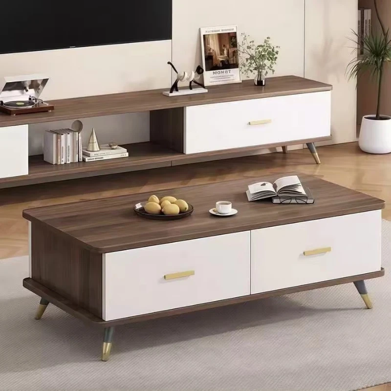 

Modern rectangular living room coffee table with storage drawers