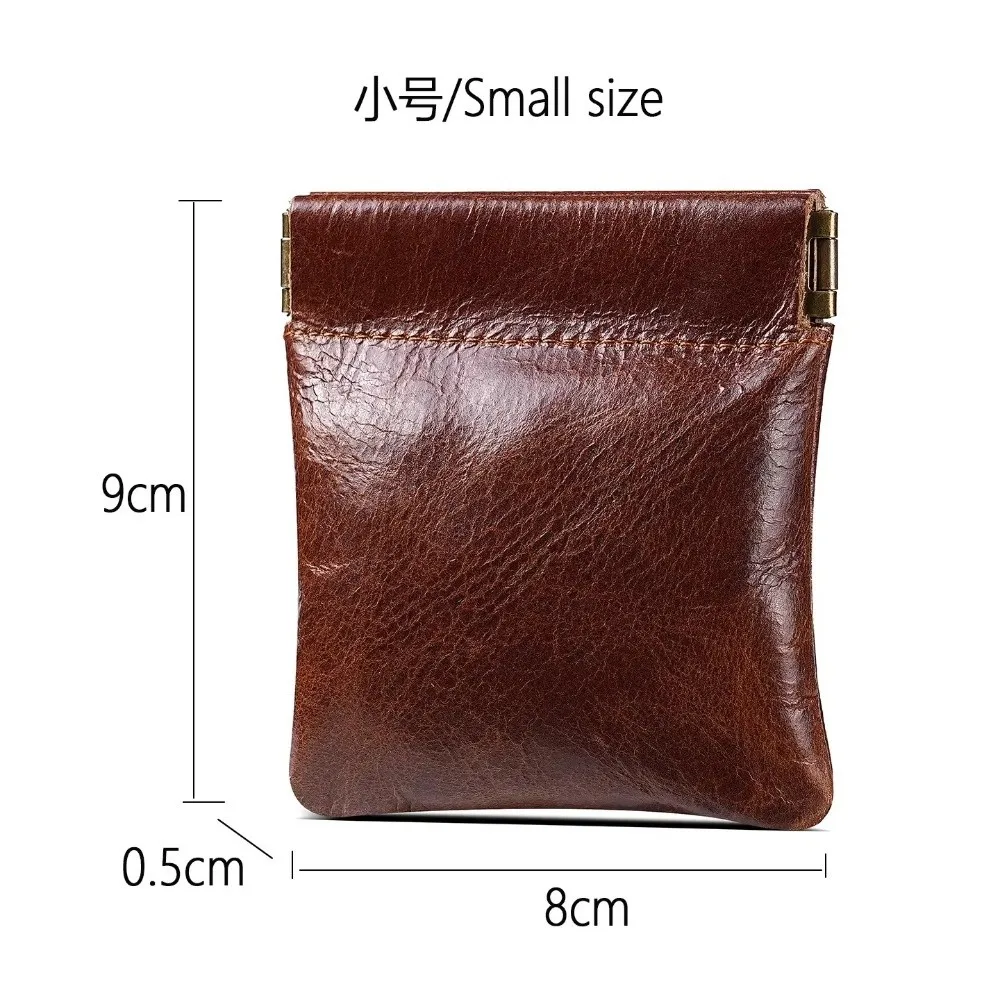 3 Size Options Coin Purse Automatic Closing Genuine Leather Jewelry Pouch Compact Design Multi-Size Mini Storage Bag Daily Carry