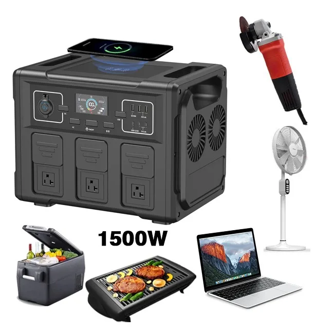 Portable 1500W Car Backup Start Power Supply Outdoor High-Energy Solar Panel Mobile Stall Battery Air Compressor Pure Sine Wave