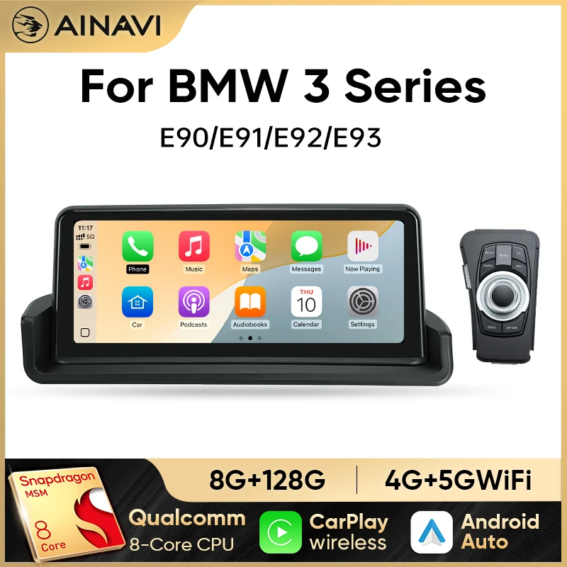 Ainavi Car Radio For BMW 3 Series E90 E91 E92 2005 2006 2007 2008 2009 2010 2011 Wireless Carplay Android Auto Car Multimedia