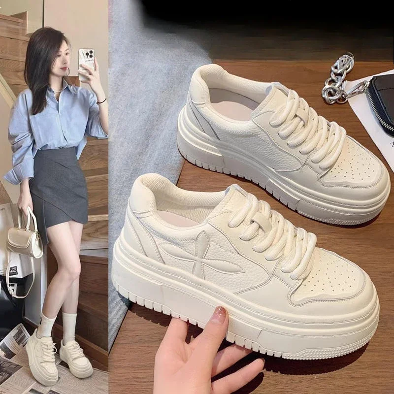 

Spring thick soled white shoes, Korean version shoes, women's shoes