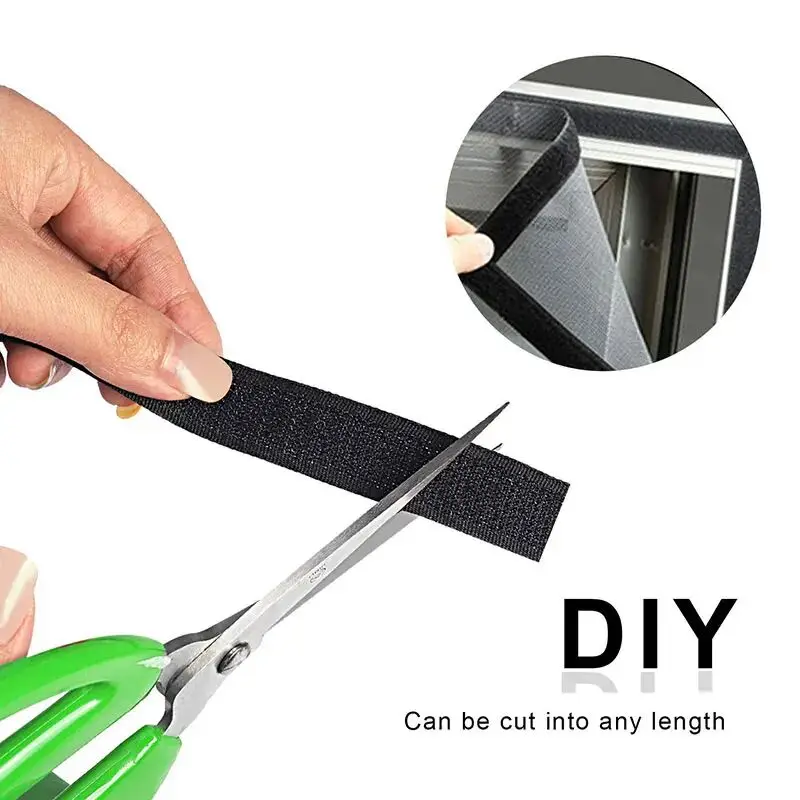 5M Reusable Self-adhesive Hook and Loop Fastener Tape Magic Nylon Sticker Strips with Glue for DIY Craft Accessories Black White