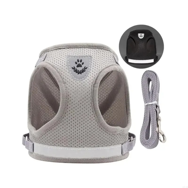 Reflective Dog Harness Breathable Net Vest with Rope For Small Dog Secure Design Pet Outdoor Walking Gear M4YD