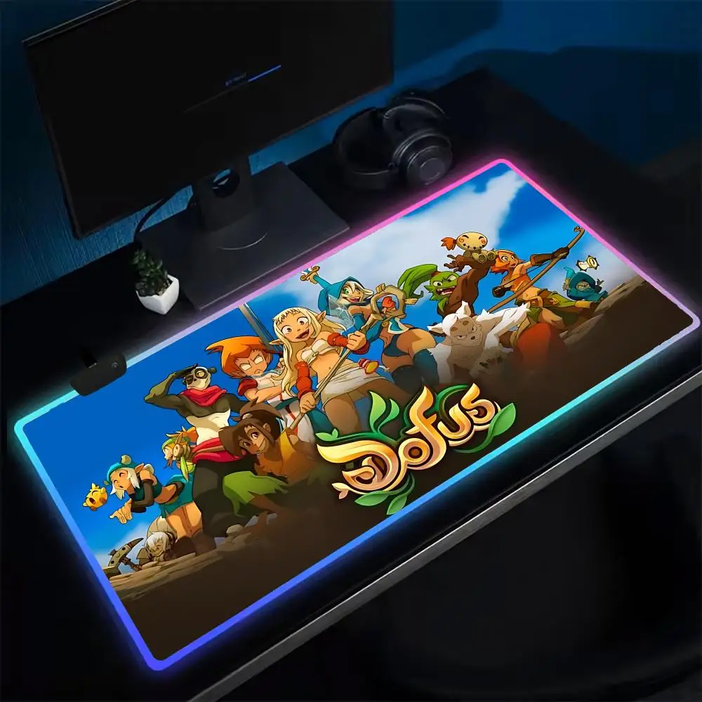 

Коврик для мыши DOFUS, игровой коврик для мыши в стиле аниме, светодиодные настольные коврики с подсветкой, резиновые настольные коврики XXL RGB