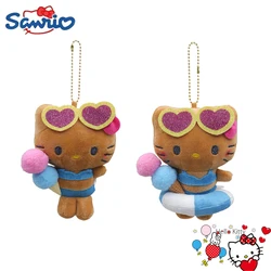 Kawaii Black Hello Kitty Hawaiian Ice Cream Sunglasses Swimming Circle Dress Plush Doll Cartoon Bag Pendant Decoration Toy Gifts