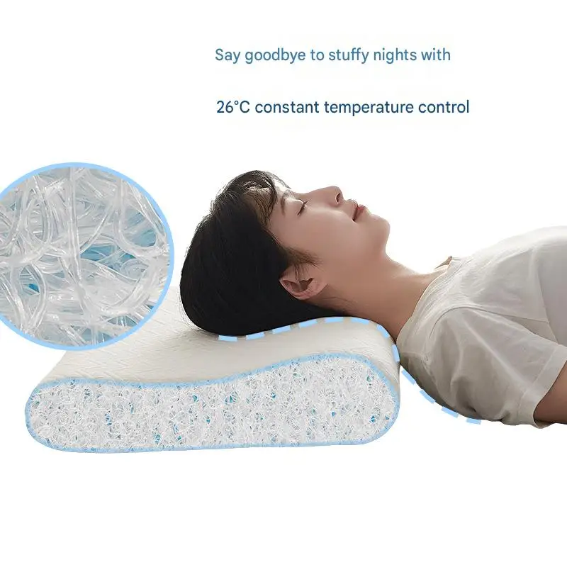 4D Air Fiber Pillow Streamlined Neck Pillow Not Afraid of Greasy, Washable, Elastic Foot Breathable, Cool Single Pillow