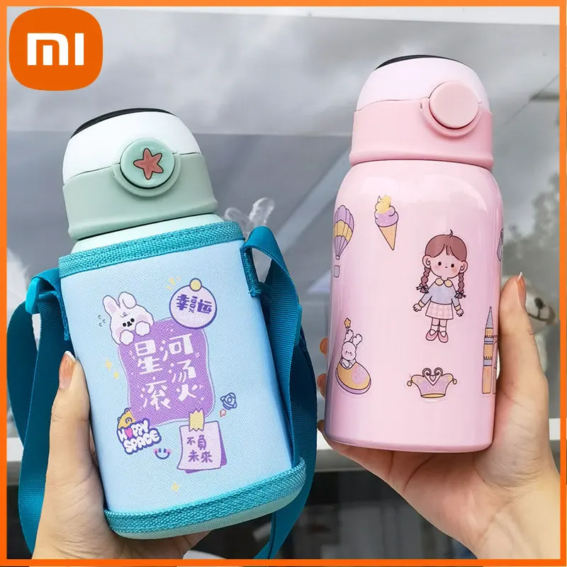 Xiaomi Children Smart Water Bottle Keeps Cold And Heat Cartoon Bouncing Cup Cup With Straw Belly Water Bottle For Children