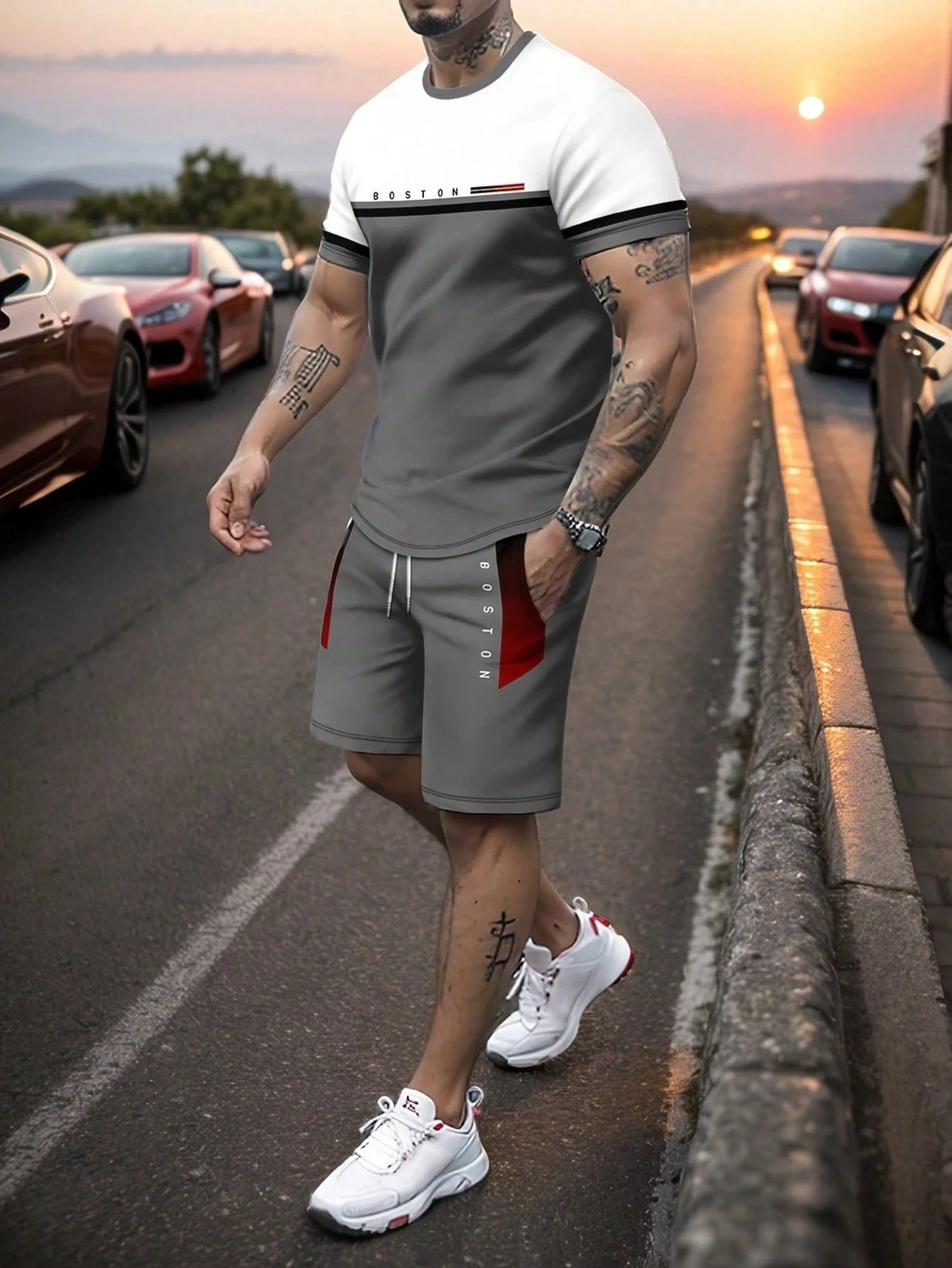 

2025 Summer Men's Sportswear Short sleeve T-shirt Suit Two-piece Outdoor Travel Clothing Oversized Man Shorts Training Clothes