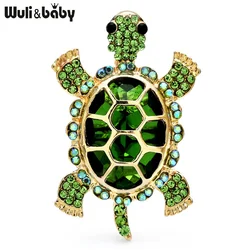 Wuli&baby Rhinestone Turtle Brooches For Women Unisex 2-color Enamel Sea Animal Party Casual Brooch Pins Gifts