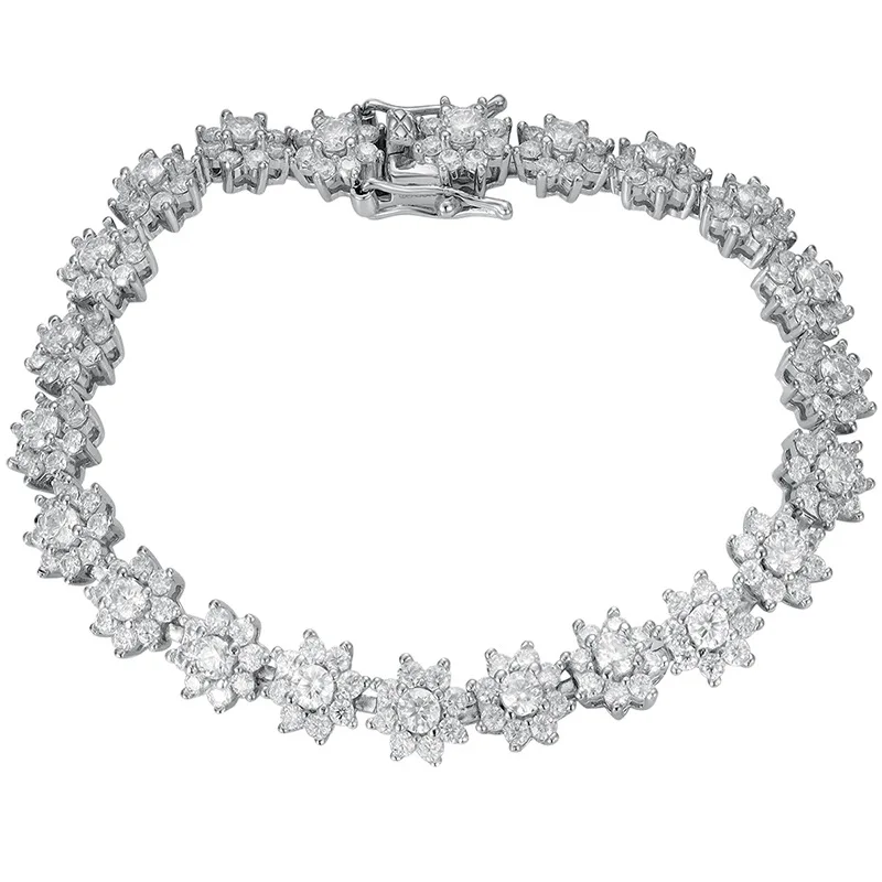 DVVS1 Pass Diamond Test Round Cut Moissanite Tennis Bracelet White Gold Plated 925 Silver Jewelry for Women