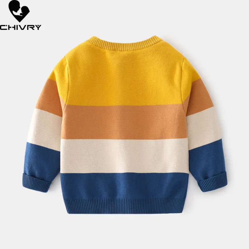 New 2022 Autumn Winter Kids Pullover Sweater Boys Cartoon Jacquard Thick O-neck Knitted Jumper Sweaters Tops Children Clothing