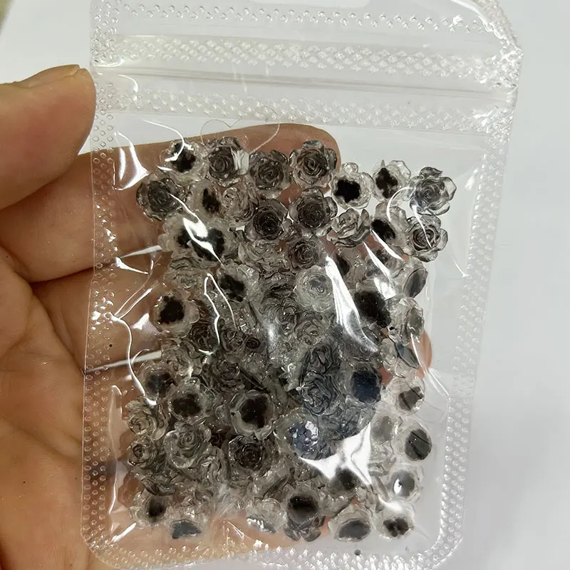 100pcs/bag 8mm pryskyřice růžová kamélie dráp okouzluje 3D růže kamínky dekorace dráp šperků flatback pestrý kvést dráp okouzluje