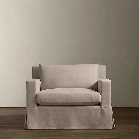 Haushalts-Doppelsofa, französisches Landhaus-Retro-Leinenstoff, abnehmbares Drei-Personen-Sofa