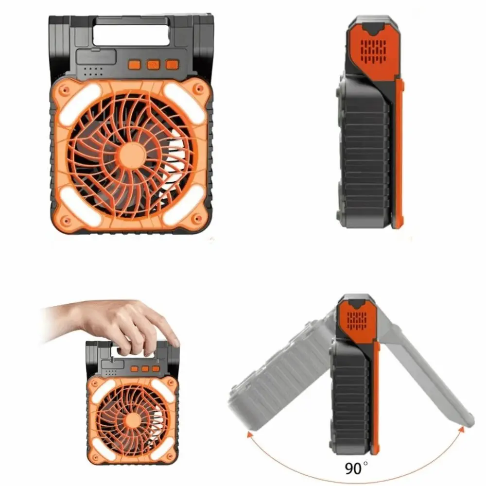 90-Degree Folding Outdoor Solar Fan 4 Speeds Wind Low Running Noise Camping Fan with LED Light 4 Sleep Timers Steady Airflow