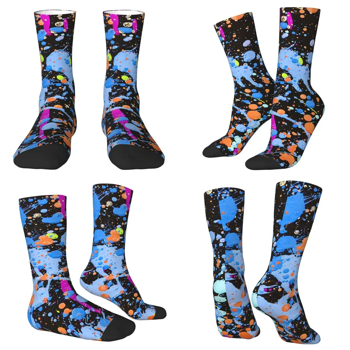 All Seasons Crew Stockings Abstract Colorful Splatter Socks Crazy Hip Hop Long Socks for Men Women Valentine's Day Gifts