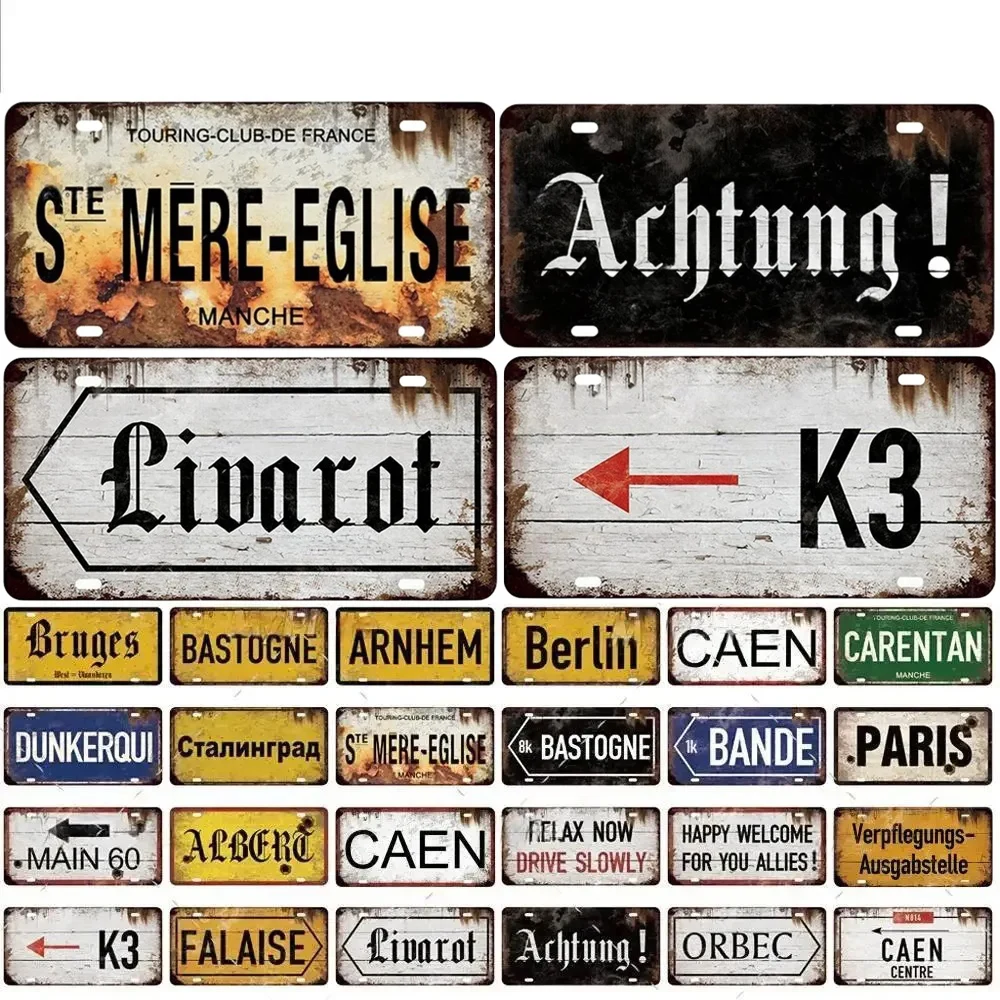 1Pc Vintage Berlin Caen City Road Plate Aluminum Metal Sign Plaque Home Decoration Shop Man Cave Bar Pub Poster Metal Wall Decor