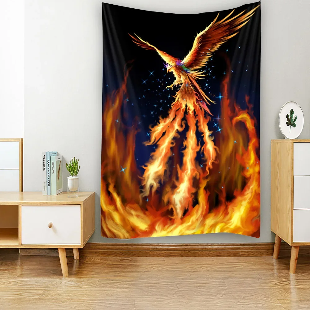 3D printing Fire Phoenix tapestry wall hanging bedroom living room wall painting tapestry Bohemian home decoration hanging cloth