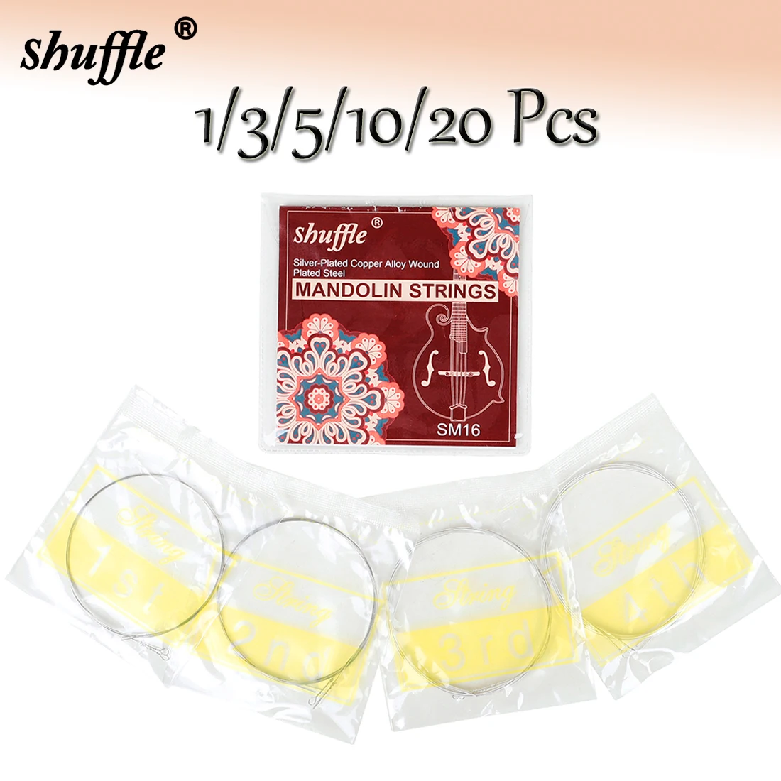 Shuffle Mandolin Strings Silver-plated Rust-resistant Coating Copper Alloy Wound Strings Mandolin For Performance Strings