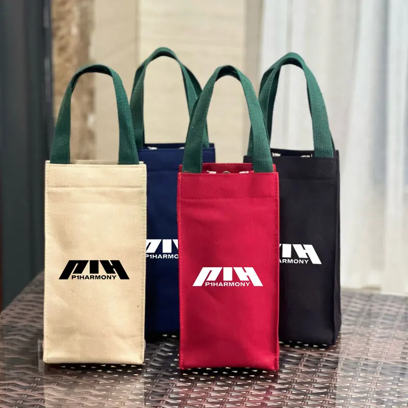 Kpop P1Harmony Handheld Cup Portable Tote Bag Double-Layer Water Bottle Holder for Thermos Umbrella Cosmetic Cases