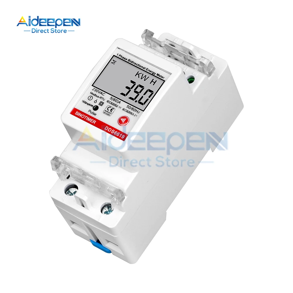 Single Phase Two Wire LCD Digital Display Wattmeter Power Consumption Energy Electric Meter kWh AC 230V 50Hz Electric Din Rail