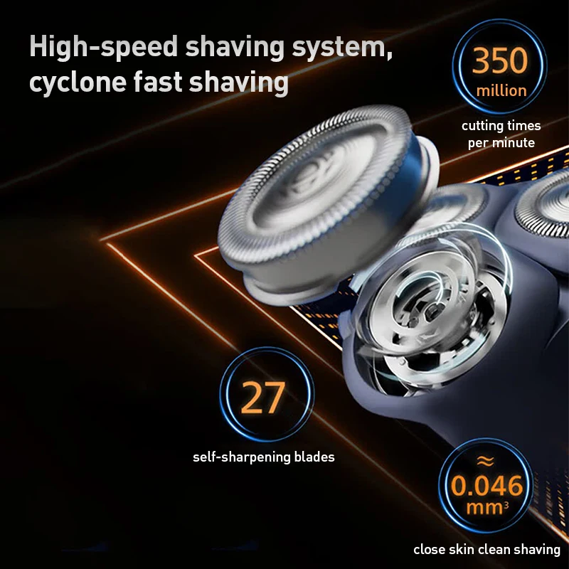 Philips Cyclone PRO Series 3 Electric Shaver 6D Floating Head IPX7 Waterproof USB-A Charging Gentle Shaving for Sensitive Skin