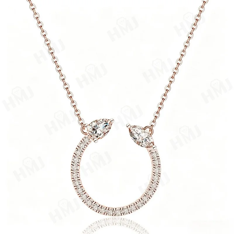Moissanit-Anhänger-Halskette, Wassertropfen-Form, Marquise-Schliff, 925er Sterlingsilber, 18K vergoldet, personalisierbarer Stil, einzigartiges Geschenk für Frauen – Detail 2