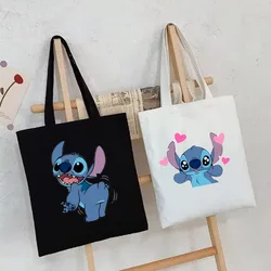 Kawaii Disney Lilo & Stitch Canvas borse da donna Shopping Bag Tote Bags borsa a tracolla borsa da donna borse a tracolla di grande capacità