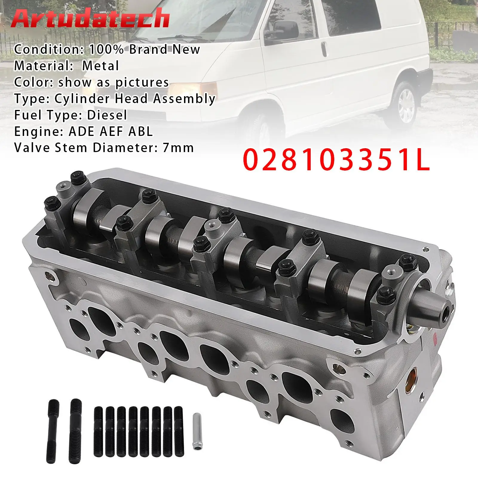 Artudatech Complete Cylinder Head 028103351L For VW T4 Transporter Polo 1996 1997 1998 1999 2000 2001 2002 2003 Diesel