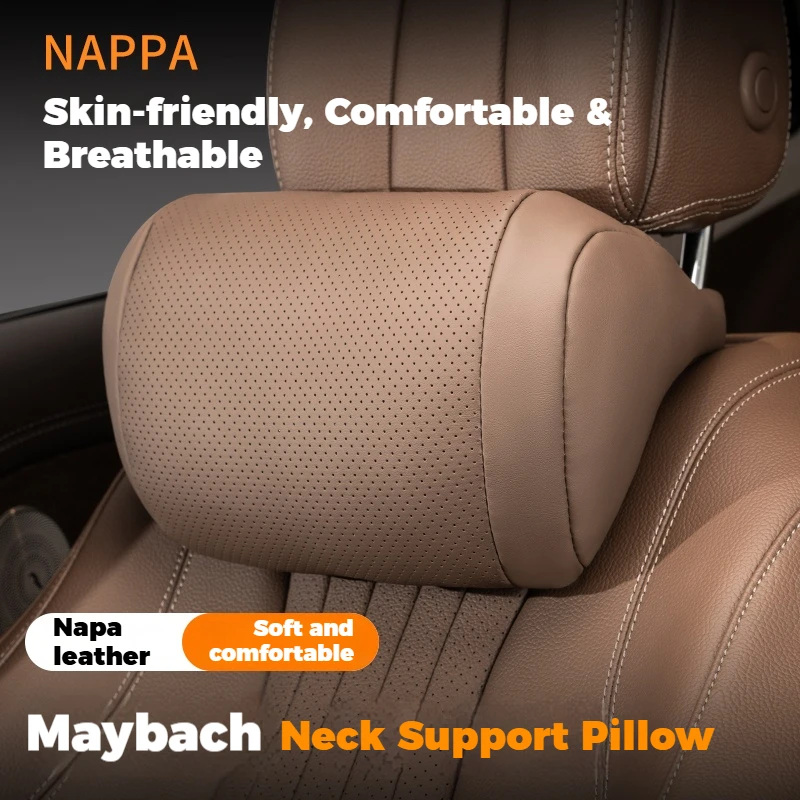 

Nappa Leather Car Headrest And Waist Support Set Innovative Punching Design Breathable Comfort And Durable 6 Colors Popular Item