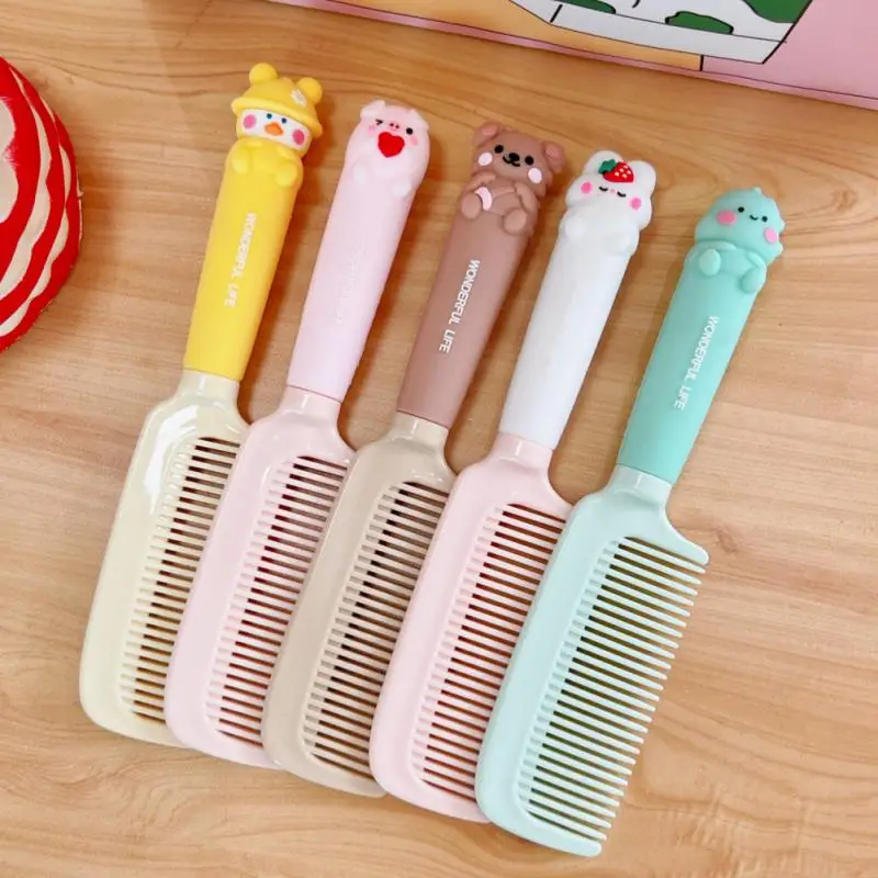 Cute Cartoon Baby Hair Brush Milk Tea Color Comb Kawaii Bear Bunny Soft Handle Resin Comb for Little Girl Hair Accessories