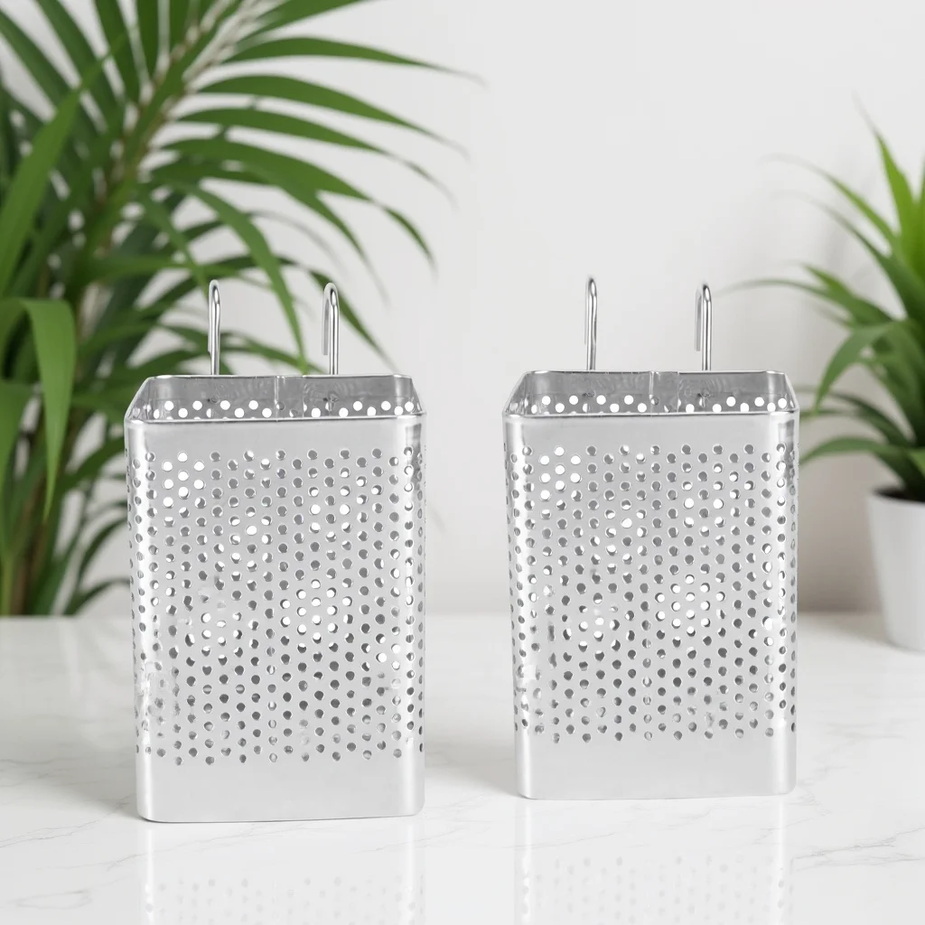 

Space Saving Stainless Steel Chopsticks Holder Wall Mount with Perforated Holes for Kitchen Utensil Drying Storage Basket