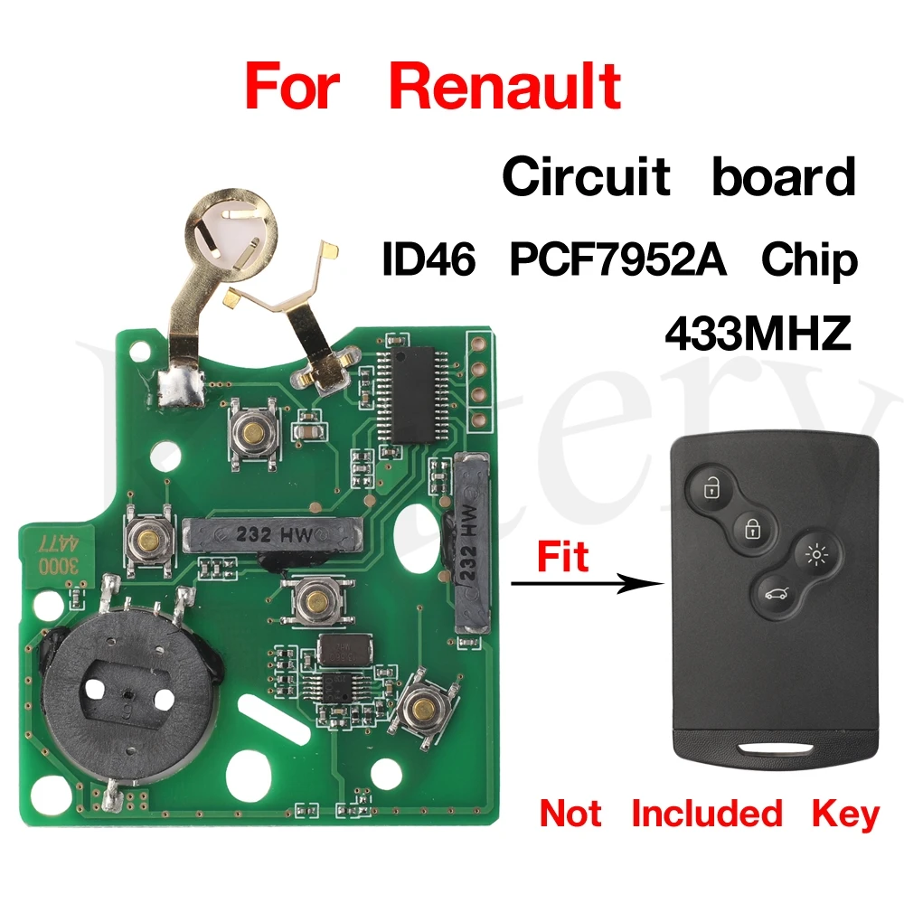 

jingyuqin Hands Free FSK 433MHZ PCF7952 Chip Remote Key Circuit board For Renault Megane Scenic Laguna Koleos Clio