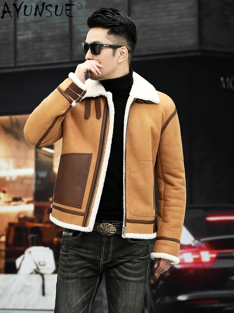 Winter Men's Natural Fur Coat Fashion Motorcycle Jacket 2021 New Genuine Leather Warm Men Clothing Chaquetas Hombre WPY